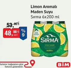 SIRMA LİMON AROMALI MADEN SUYU 6X200 ML